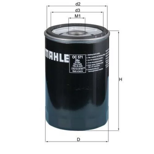 Olejový filter MAHLE OC 571
