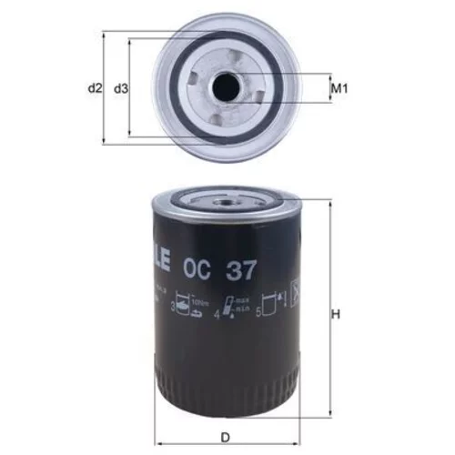 Olejový filter OC 37 /MAHLE/ - obr. 2