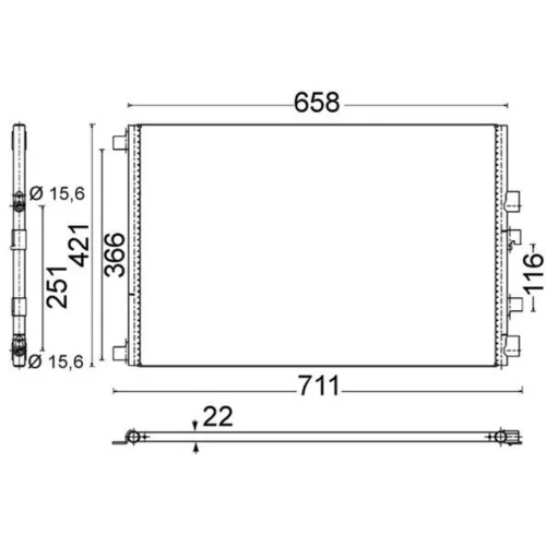 Kondenzátor klimatizácie AC 701 000S /MAHLE/ - obr. 1
