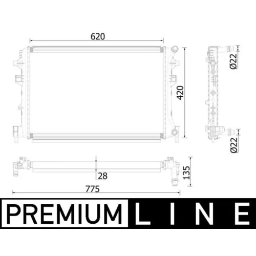 Nízkoteplotný chladič, chladič turbodúchadla CIR 38 000P /MAHLE/ - obr. 1