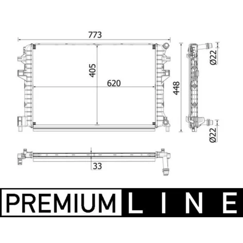 Nízkoteplotný chladič, chladič turbodúchadla CIR 34 000P /MAHLE/ - obr. 1