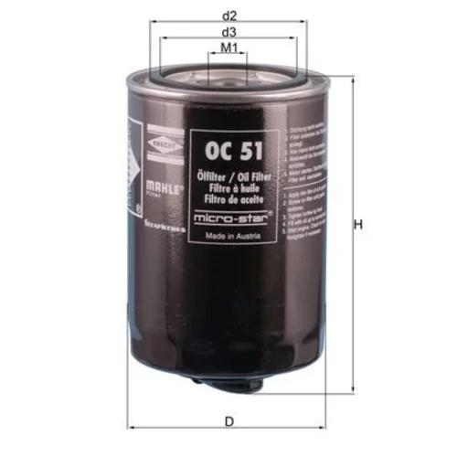Olejový filter OC 51 OF /MAHLE/ - obr. 2