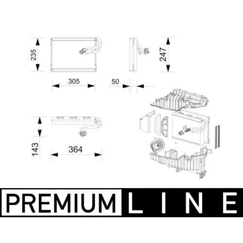 Výparník klimatizácie MAHLE AE 269 000P