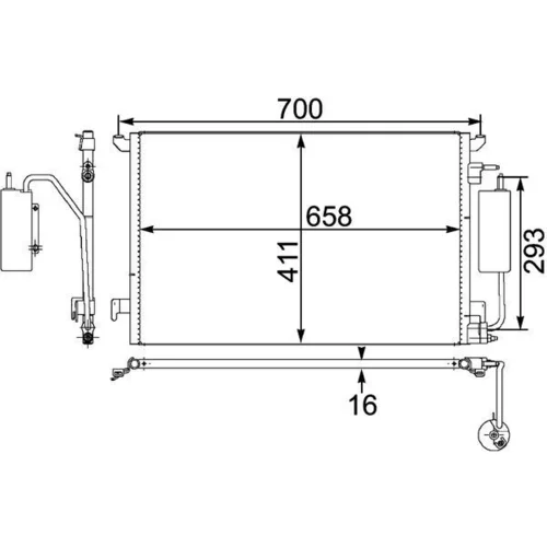 Kondenzátor klimatizácie AC 411 000P /MAHLE/ - obr. 2