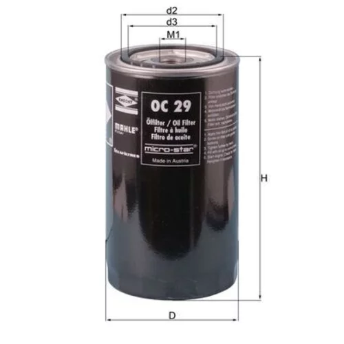 Olejový filter MAHLE OC 29