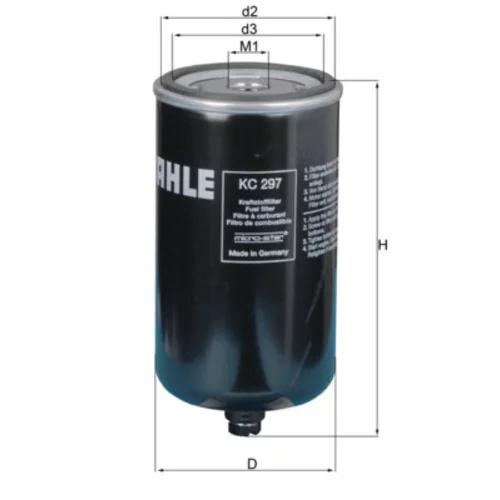 Palivový filter KC 297 /MAHLE/ - obr. 2
