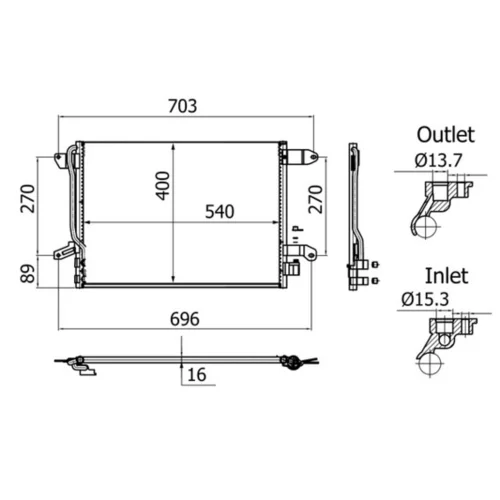 Kondenzátor klimatizácie AC 864 001S /MAHLE/ - obr. 1