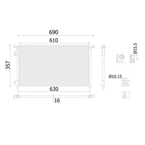 Kondenzátor klimatizácie AC 909 000S /MAHLE/ - obr. 1