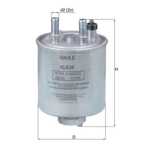Palivový filter KL 638 /MAHLE/ - obr. 2