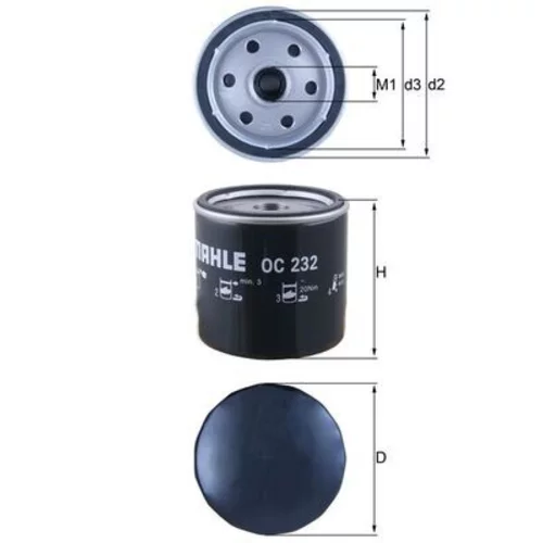 Olejový filter OC 232 /MAHLE/ - obr. 2