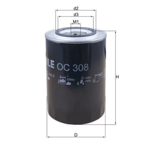 Olejový filter OC 308 /MAHLE/ - obr. 2