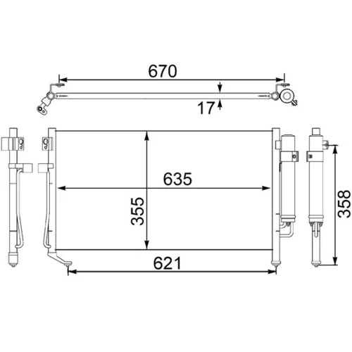 Kondenzátor klimatizácie AC 479 001S /MAHLE/ - obr. 1