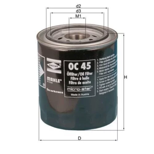 Olejový filter MAHLE OC 45