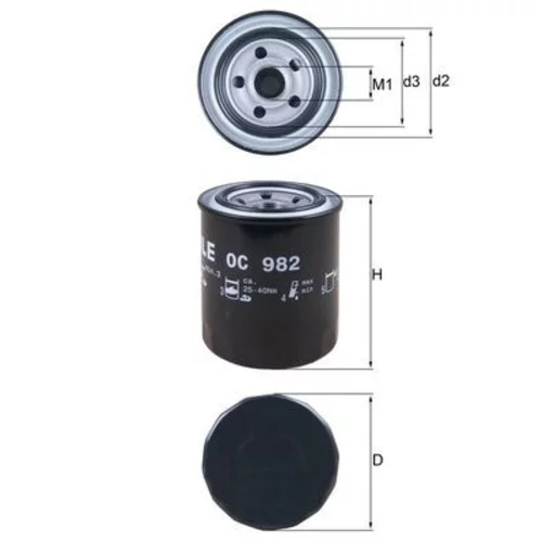 Olejový filter OC 982 /MAHLE/ - obr. 2