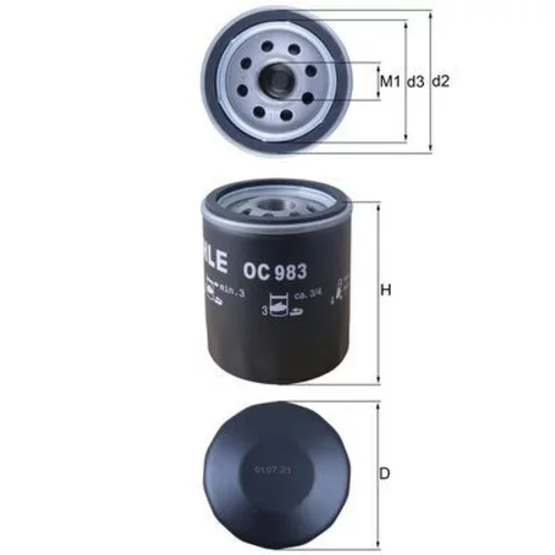 Olejový filter OC 983 /MAHLE/ - obr. 2