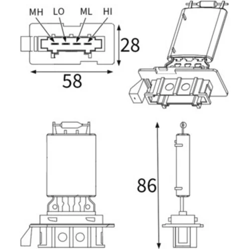 Odpor vnútorného ventilátora MAHLE ABR 199 000S