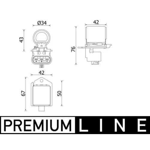 Predradený odpor, elektromotor (ventilátor chladiča) CFR 2 000P /MAHLE/ - obr. 1