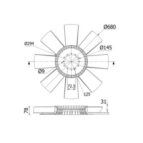 Koleso ventilátora chladenia motora MAHLE CFW 7 000S