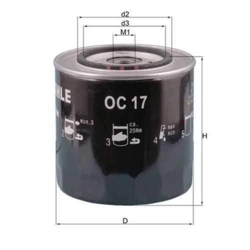 Olejový filter OC 17 /MAHLE/ - obr. 2