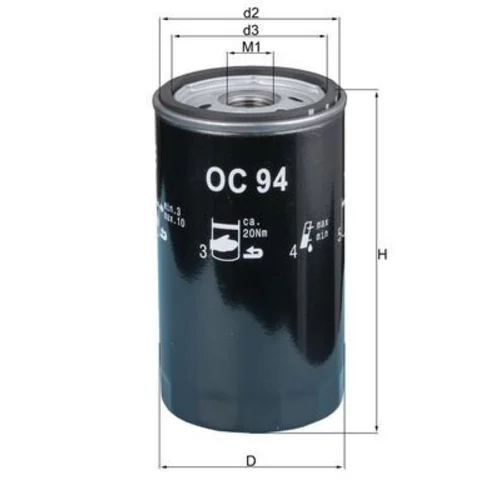 Olejový filter OC 94 /MAHLE/ - obr. 2