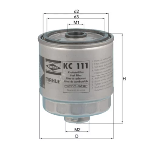 Palivový filter KC 111 /MAHLE/ - obr. 2