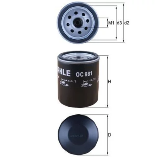 Olejový filter OC 981 /MAHLE/ - obr. 2