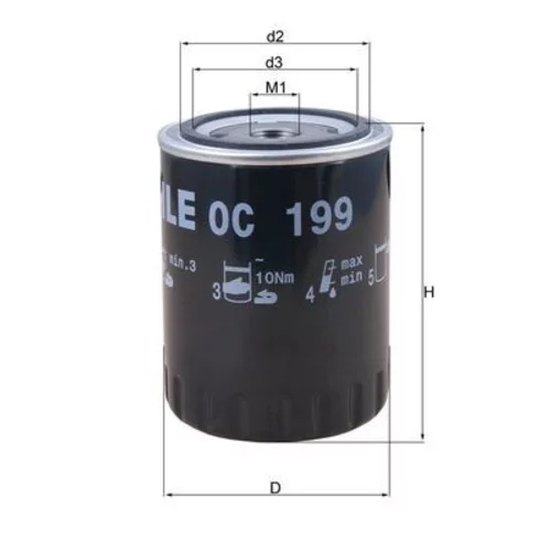 Olejový filter OC 199 /MAHLE/ - obr. 2