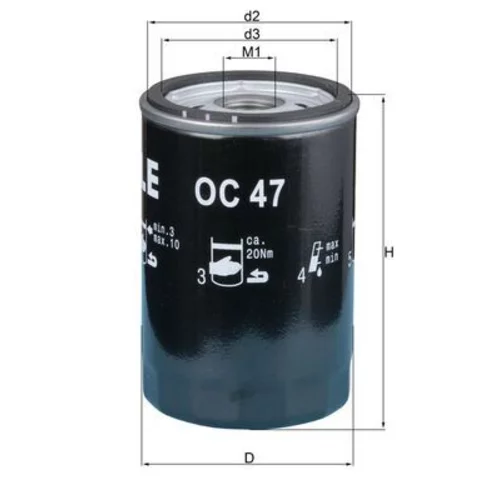 Olejový filter OC 47 OF /MAHLE/ - obr. 2
