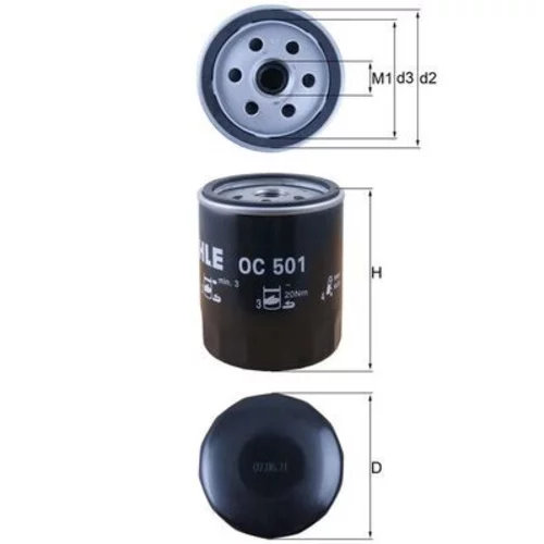 Olejový filter OC 501 /MAHLE/ - obr. 2