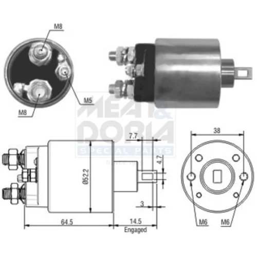 Elektromagnetický spínač pre štartér MEAT & DORIA 46166
