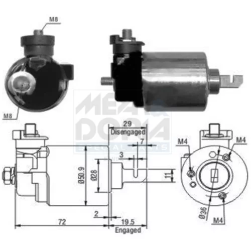 Elektromagnetický spínač pre štartér MEAT & DORIA 46079