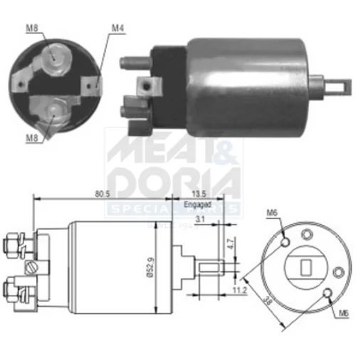 Elektromagnetický spínač pre štartér MEAT & DORIA 46098