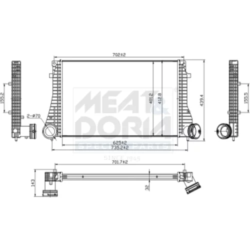 Chladič plniaceho vzduchu MEAT & DORIA 995297