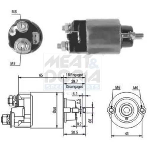 Elektromagnetický spínač pre štartér MEAT & DORIA 46097