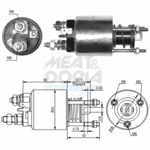 Elektromagnetický spínač pre štartér 46047 (MEAT & DORIA)