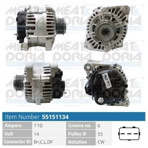 Alternátor 55151134 (MEAT & DORIA)