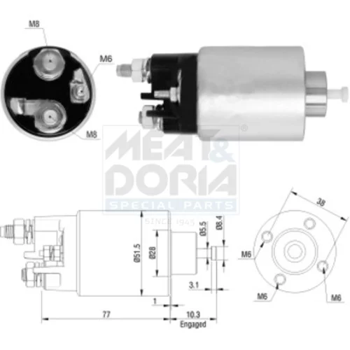 Elektromagnetický spínač pre štartér MEAT & DORIA 46157