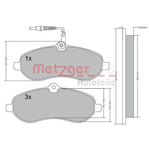 Sada brzdových platničiek kotúčovej brzdy METZGER 1170228