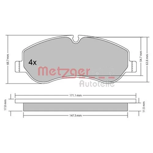 Sada brzdových platničiek kotúčovej brzdy 1170349 /METZGER/