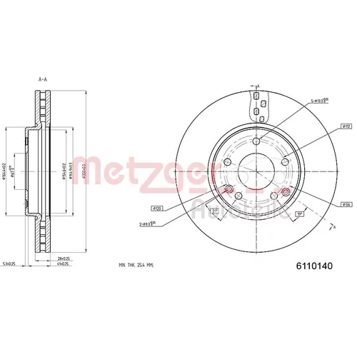 Brzdový kotúč METZGER 6110140