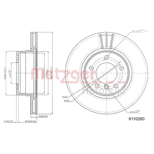 Brzdový kotúč 6110260 /METZGER/