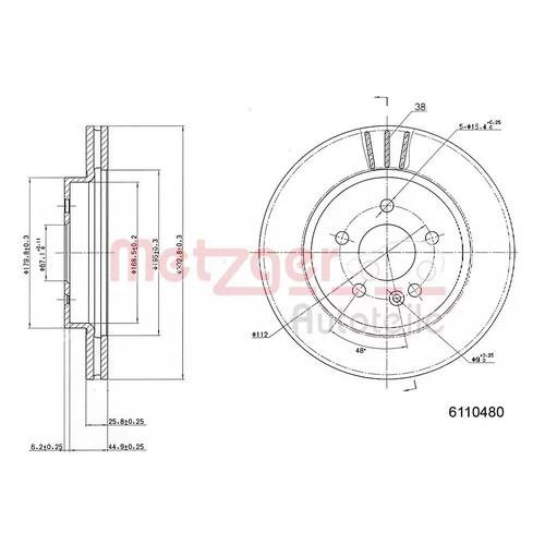 Brzdový kotúč METZGER 6110480