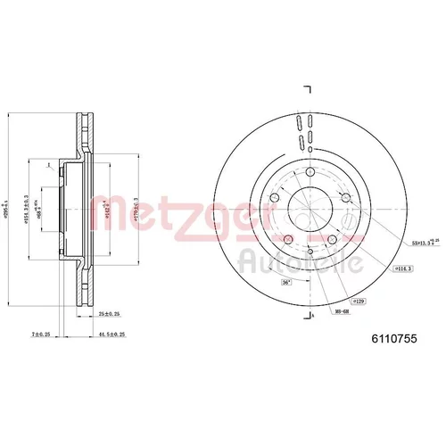 Brzdový kotúč 6110755 /METZGER/