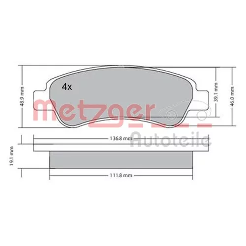 Sada brzdových platničiek kotúčovej brzdy METZGER 1170085