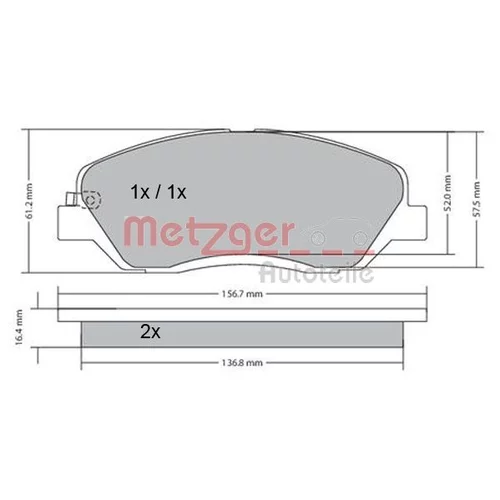 Sada brzdových platničiek kotúčovej brzdy METZGER 1170205