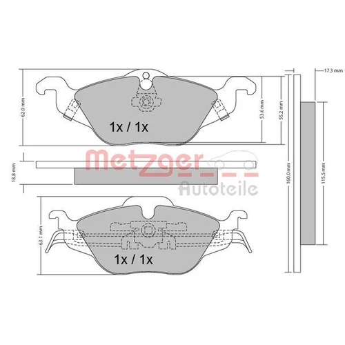 Sada brzdových platničiek kotúčovej brzdy METZGER 1170063