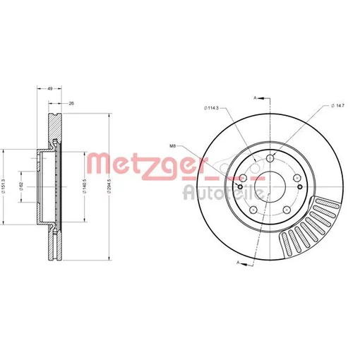 Brzdový kotúč 6110276 /METZGER/