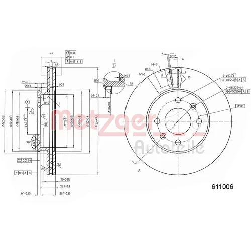 Brzdový kotúč 6111006 /METZGER/ - obr. 2