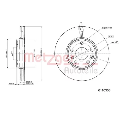 Brzdový kotúč METZGER 6110356