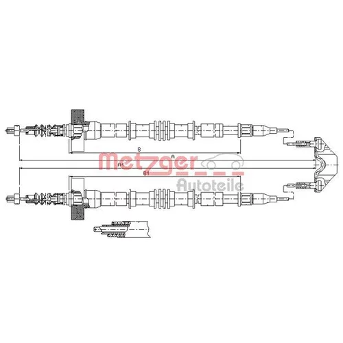 Ťažné lanko parkovacej brzdy METZGER 11.5861